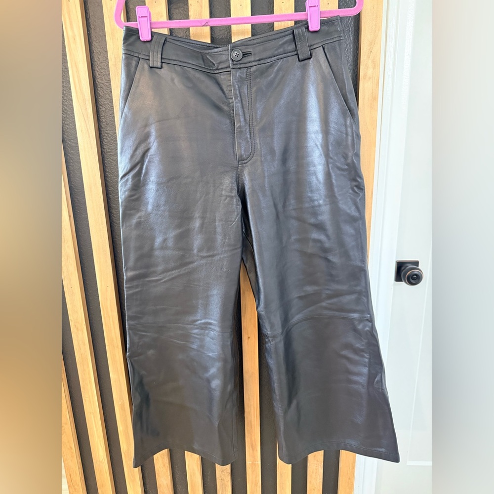 Antonio Melanin Leather Wide Leg Pant